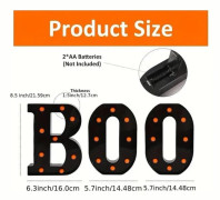 Halloween LED-skylt \"BOO\" – 3 Bokstäver med Orange Ljus, Batteridriven Dekoration för Inomhusbruk