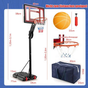 Justerbar basketbåge med stativ & hjul, 105-260 cm