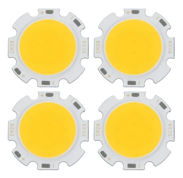 4x 5W Chip Ljus Runda Cob Super Ljusa Led Lampor Varmvit Dc15-17v