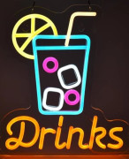 Drinks Neonskylt LED Neonljus Dryckesmugg Väggdekoration Bar Fest USB 3D Vägglampa 28x32 cm