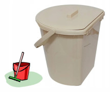 Bentom 11L vägghink med lock, beige