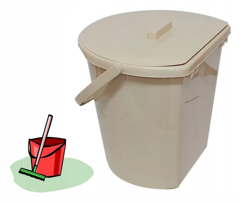 Bentom 11L vägghink med lock, beige