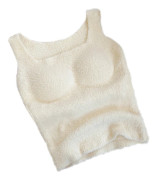 Vinter Dam Fluffig Loungewear Crop Tank Top Plysch termoväst med bh-inlägg White M
