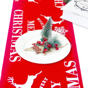 Julbordslöpare i linne, för julbordsdekoration (270*28cm) Tryckt rektangulär bordsduk red snowflake elk