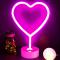 Light Heart Neon Light LED Neon Lamp for Bedroom USB/Battery Powered Love Heart Neon Sign Neon Pink Signs Women Aesthetic Room Wedding Decor