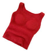 Vinter Dam Fluffig Loungewear Crop Tank Top Plysch termoväst med bh-inlägg red L