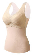 Basic Camisole Termounderkläder för dam med inbyggd BH, tjockfodrat linne, Aprikosfärg