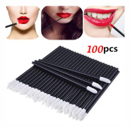 /EA/100 st Svarta engångs läppborstar Gloss Wands Makeup Kosmetiskt Verktyg