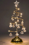 Jul Kristallgran Ljus 33 cm Bordsjulgran Dekoration Julgranslampa med LED och Kristallhänge Jul (Guld)[CP]