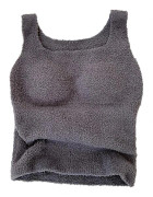 Vinter Dam Fluffig Loungewear Crop Tank Top Plysch termoväst med bh-inlägg