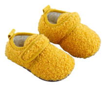 1 par Unisex Barn Tofflor Strumpor, Konstgjorda Ulltofflor med Halkfri Gummisula (Inre längd 12,5 cm) yellow 12.5cm