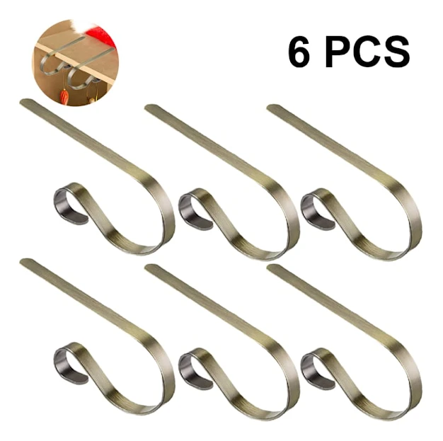 Strumpupphängare för spiselkrans, set om 6, julstrumphållare, krokar, spiselkranshängare i metall, hängande klämmor för julfestdekoration Green bronze Pack of 6