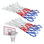 Basketbollnät, trefärgat basketbollnätsersättning, tillbehör för utomhus- och inomhussporter (12 öglor)
