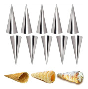 10-pack Gräddhorn Bakformar i Rostfritt Stål - Lämpliga för cannoli-rullar, smördegs-horn, croissantformar, briocheformar och bakverktyg