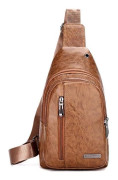Brun PU-läderväska för män - 17x5x30cm Brown