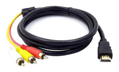 HDMI till RCA TV-kabel, HDMI hane till 3 RCA AV Audio Video Converter Adapter Kabel, 1.5M 5Ft HD 1080P