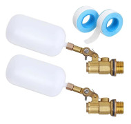 2-pack vattenflottörventil 1/2 tum, mässingsflottörkula med justerbar arm, automatisk fyllning och C