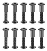 10-pack M6 x 35 mm Fästbultar med Matchande Muttrar Hylsmutter med Sexkantigt Hål Runt Huvud i Svart Kolstål Lämplig för Läderväska eller Bälte[CO]