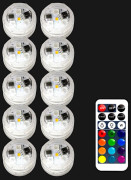 Vattentät LED-dyklampa av knopptyp med fjärrkontroll, undervattensbelysning för akvarium, färgad atmosfärsbelysning