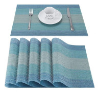 6-delars bordstablettset - lätt att rengöra, halkfri, värmeisolerande och fläckbeständig, lämplig för matbord, blå, 45cm x 30cm