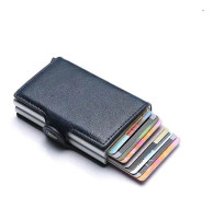 RFID-blocker Plånbok i Läder med Plats för Kreditkort, Smalt, Ko-Läder, Vintage Aluminium, Business Card