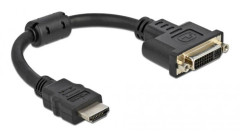Delock - Videokort - HDMI hane till DVI-I hona - 20 cm - svart - tumskruvar, stöd för 4K