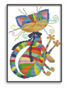 DIY Korsstygnsbroderi Kit, DIY 11CT Korsstygnskit Handräknad Korsstygnsverktygssats (32x42cm) - Sju Färger Katt