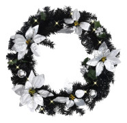 vidaXL Julkrans med LED svart 60 cm PVC