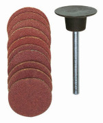 Kurundumslipskivor 18 mm, 5x120 och 5x150 [10 st.] + platta på spindel