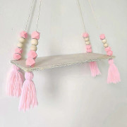 Nordisk Vägghylla, Väggförvaringshylla i Nordisk Stil, Massivt Trä, Rosa, För Vardagsrum Sovrum (38cm X 14cm1cm)