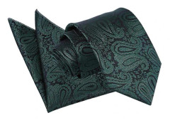 Smaragdgrön Paisley Slips och Ficknäsduksset