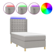 Maison Exclusive - Sängbotten med ribbor madrass LED Ljusgrå 100x200 cm Tyg