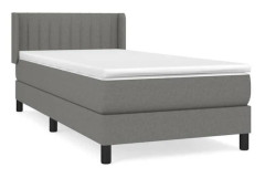 Maison Exclusive - Sängram med lameller och mörkgrå madrass 90x200 cm Tyg