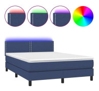 Maison Exclusive - Sängbotten med ribbor och LED-blå madrass 140x190 cm Tyg