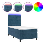 Maison Exclusive - Sängbotten med lameller och mörkblå LED-madrass 100x200 cm