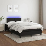 Maison Exclusive - Sängbotten med lameller och madrass LED Svart 120x200 cm Tyg