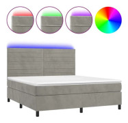 Maison Exclusive - Sängbotten med lameller och ljusgrå LED-madrass 160x200 cm