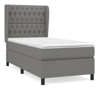 Maison Exclusive - Sängram med lameller och mörkgrå madrass 90x200 cm Tyg