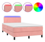 Sängbotten med ribbor och madrass - Exklusivt Hem - 120x200cm - Rosa Sammet - Färgglittrande LED-band