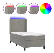 Maison Exclusive - Sängram med lameller, madrass och LED Ljusgrå 100x200 cm