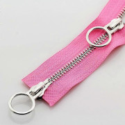 5# 70/90cm Metall Dragkedja Dubbel Slider Rund Ring Dragkedja För DIY Sömnad Kläder pink 90cm