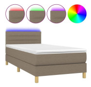 Maison Exclusive - Sängbotten med lameller och madrass LED Taupe 80x200 cm Tyg