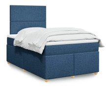 Maison Exclusive - Sängbotten med ribbor och blå madrass 120x190 cm tyg