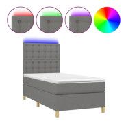 Maison Exclusive - Sängbotten med lameller och madrass och LED Mörkgrå 90x190 cm