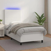 Maison Exclusive - Sängbotten med ribbor och madrass samt LED Vit 100x200 cm