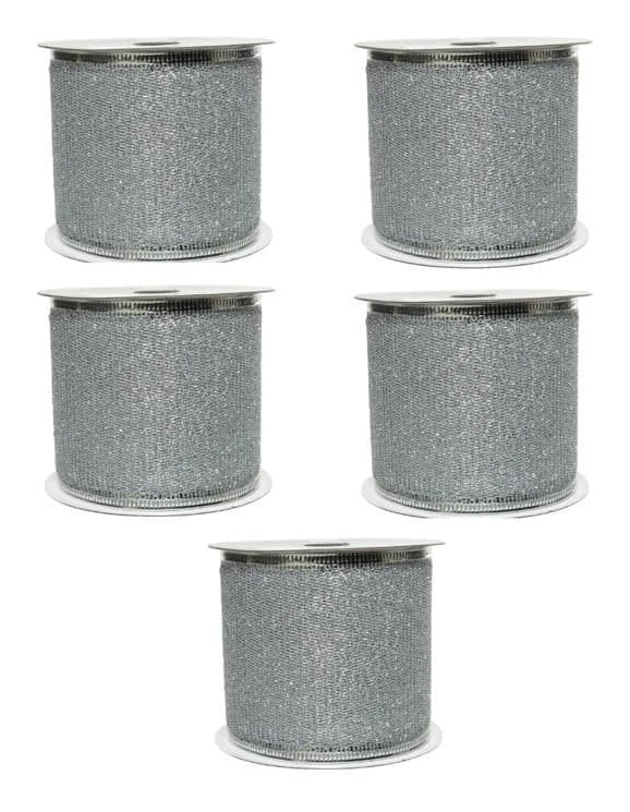 ERBJUDANDE 5 JULRULLAR I POLYESTER SILVER 6,3X270CM