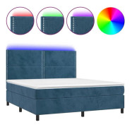 Maison Exclusive - Sängram med latexmadras och Mörkblå LED 180x200 cm