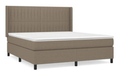 Lattsäng med madrass - Taupe 160x200 cm - Justerbar huvudgavel - Hållbart tyg - Pocketfjädrar