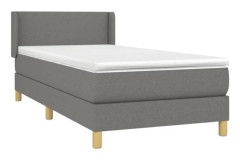 Maison Exclusive - Sänggavel med lattsängbotten och mörkgrå madrass 80x200 cm Tyg