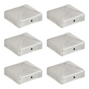 vidaXL Staketstolpkåpor 6 st Galvaniserad metall 71x71 mm